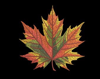 Realistic Autumn Maple Leaf Embroidery Design, Fall Machine Embroidery Pattern (Digital Download)