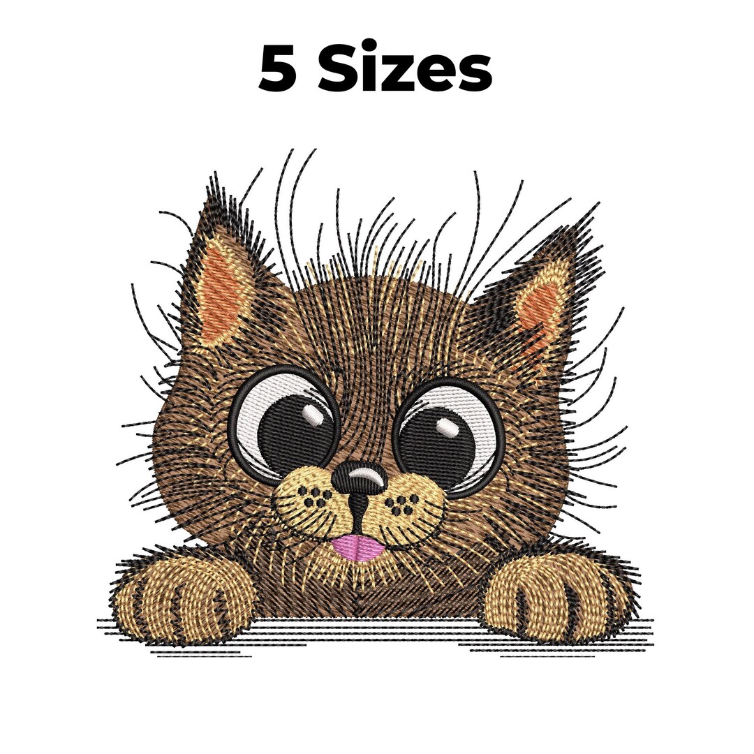 Cute Cat Machine Embroidery File, Animal, Kitten Face Embroidery Design ...