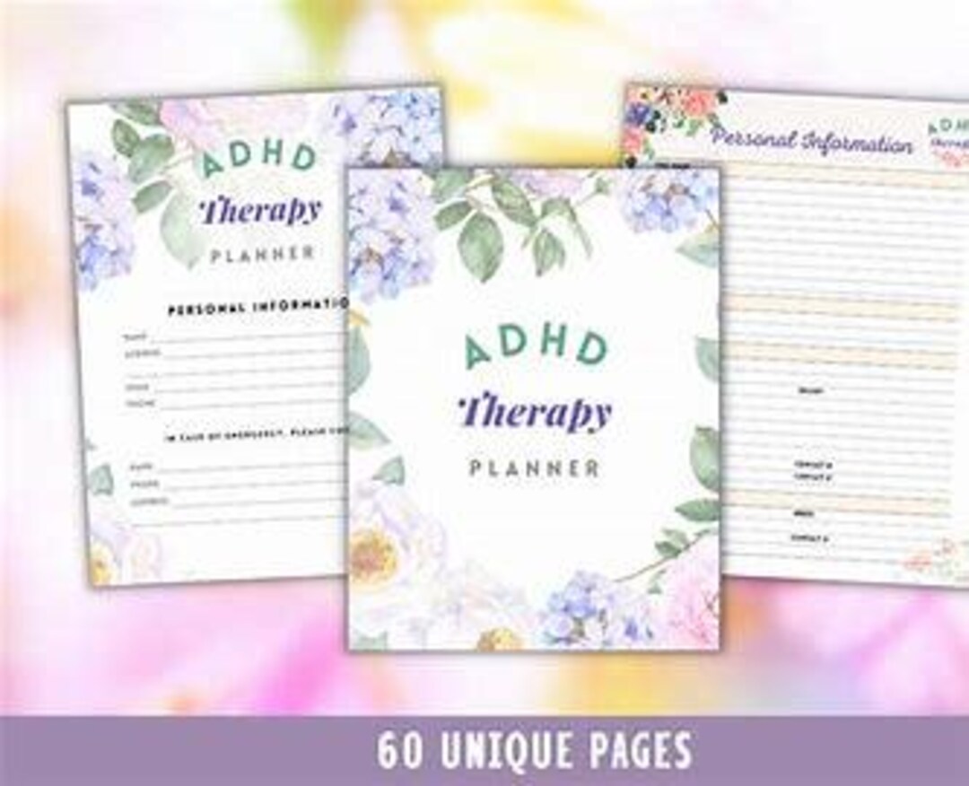 ADHD Therapy Planner Printable | 58-page Digital ADHD Journal | Mental ...