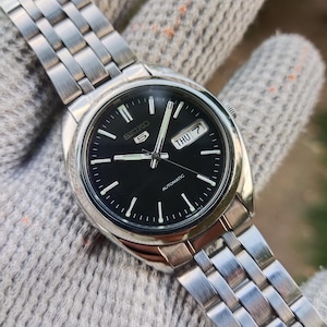 Vintage Style Seiko 5 Black Dial 7S26-0440 Automatic 21 Jewels for