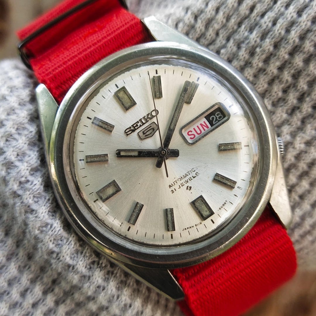Vintage Seiko 5 Automatic 21 Jewels Ref 6119 Japan Made Watch for