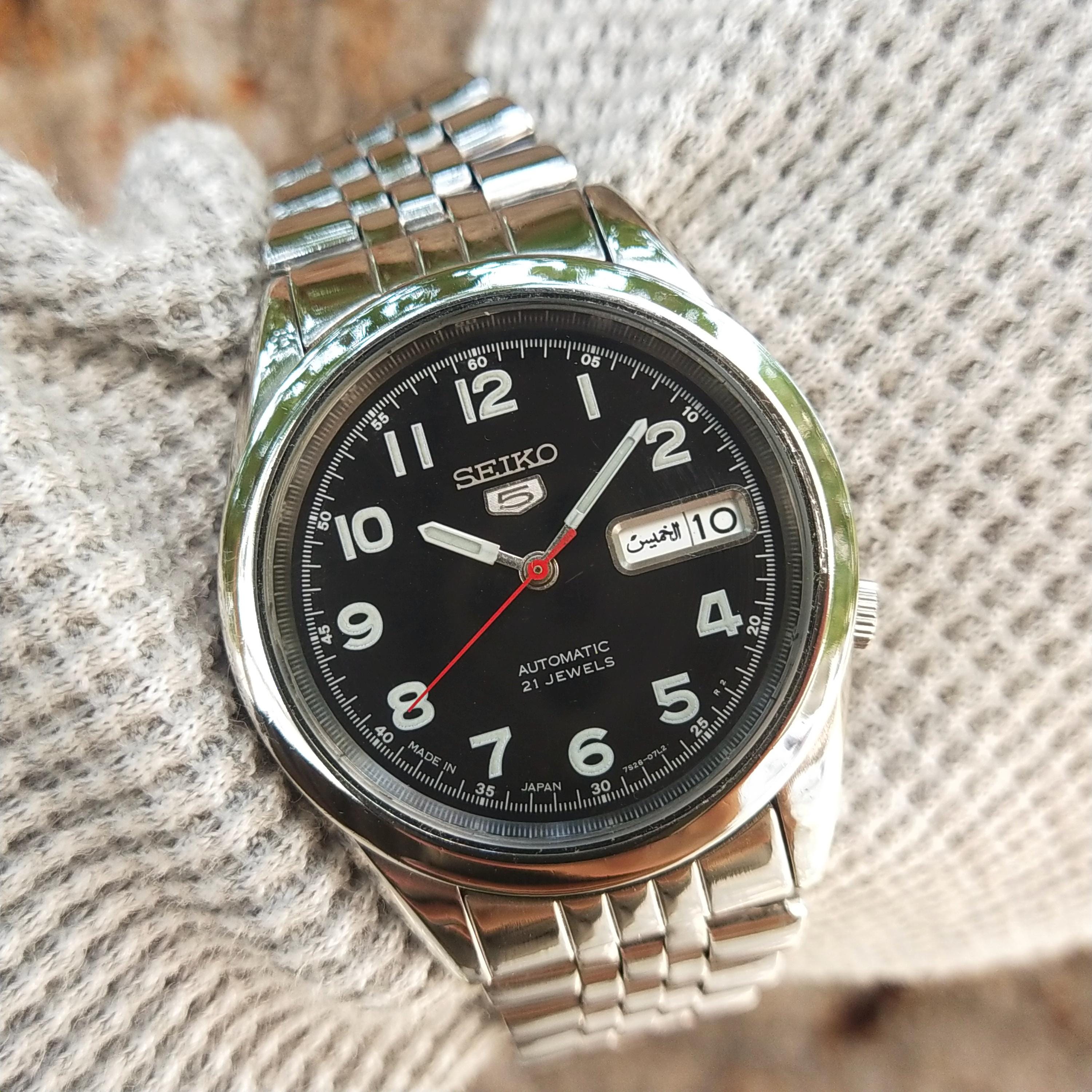 Seiko 5 Automatic 7S26-0530 Black Dial 21 Jewels for Men's - Etsy