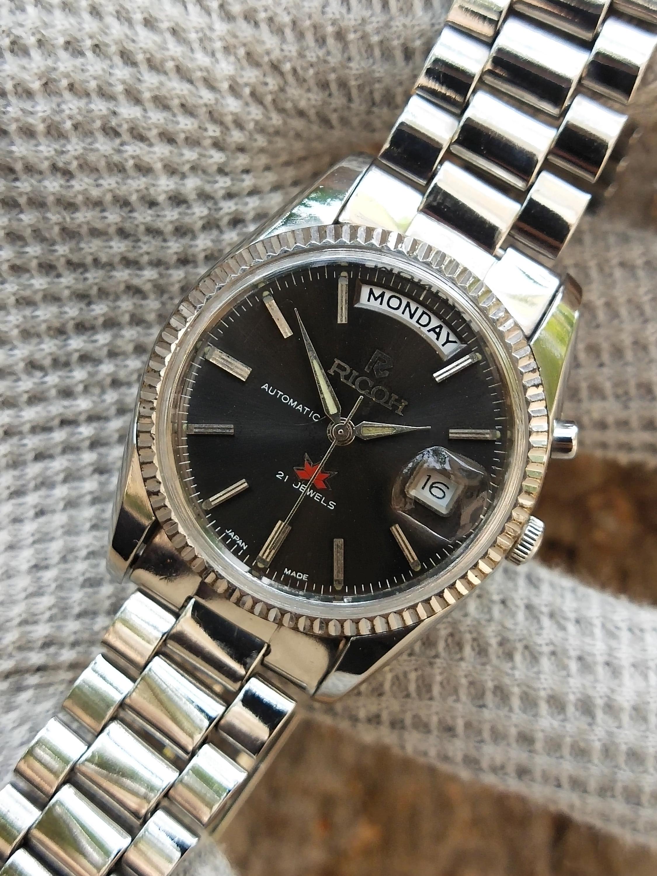 Vintage Style Ricoh President Black Dial 061121 Automatic Watch