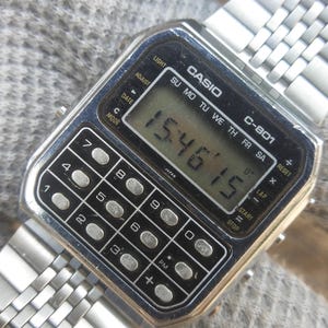 Vintage Casio C-801 Module 133 Calculator Digital Quartz Men’s Watch