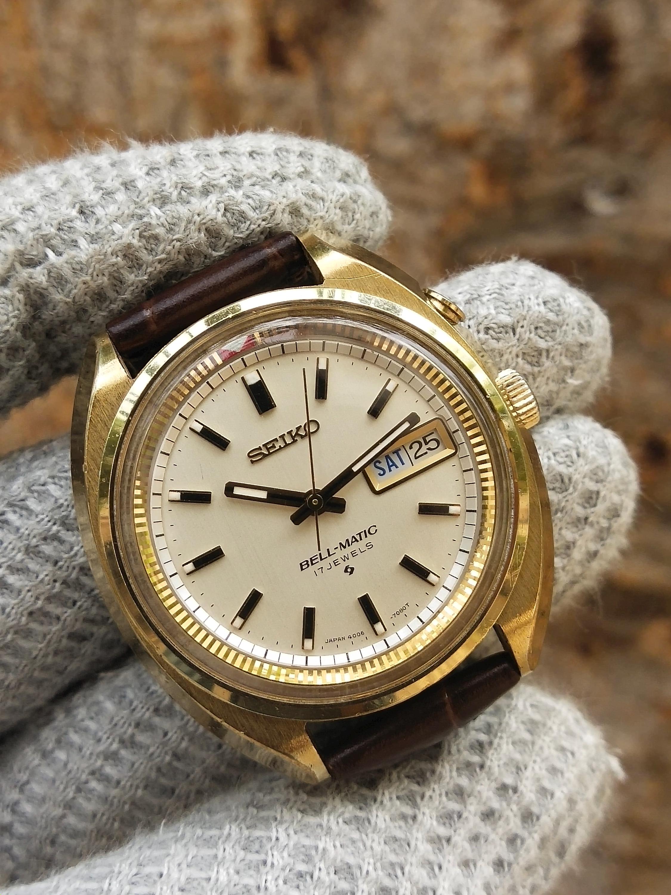 ニシムSEIKO BELL MATIC ベルマチック　金文字盤　70年代 Vintage Rare Seiko BELL-MATIC 4006-7002 Watch Japan for Men's - Etsy