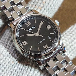 Rare Seiko 7S35-00A0 Black Dial Automatic Watch For Men&#39;s