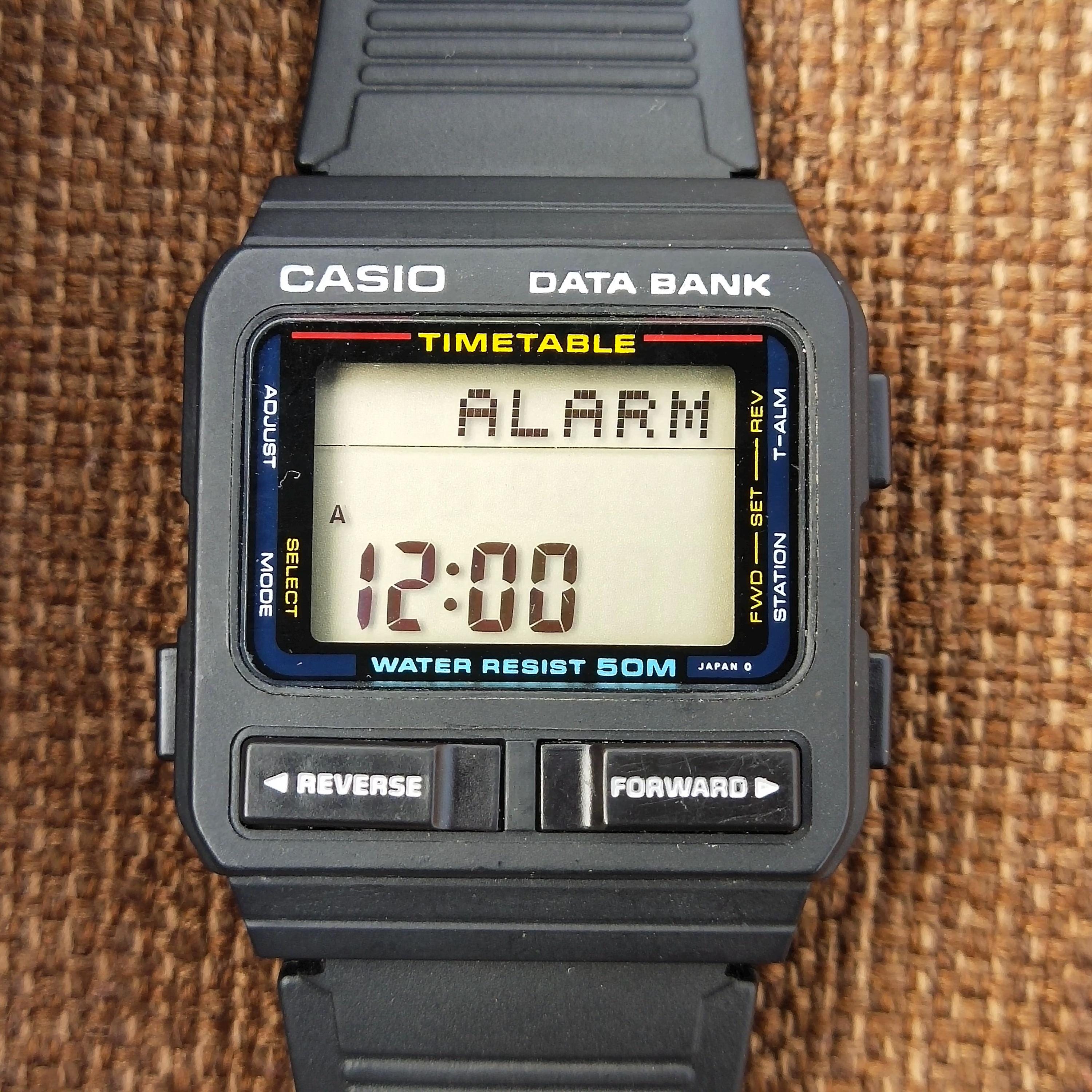 Rare Casio DBT-70W Timetable Vintage Black Watch Japan for Men's