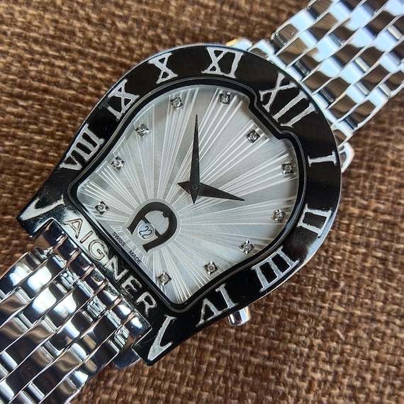 Rare Aigner Ravenna Nuovo 44 Diamond Dial Swiss Made Quartz Watch