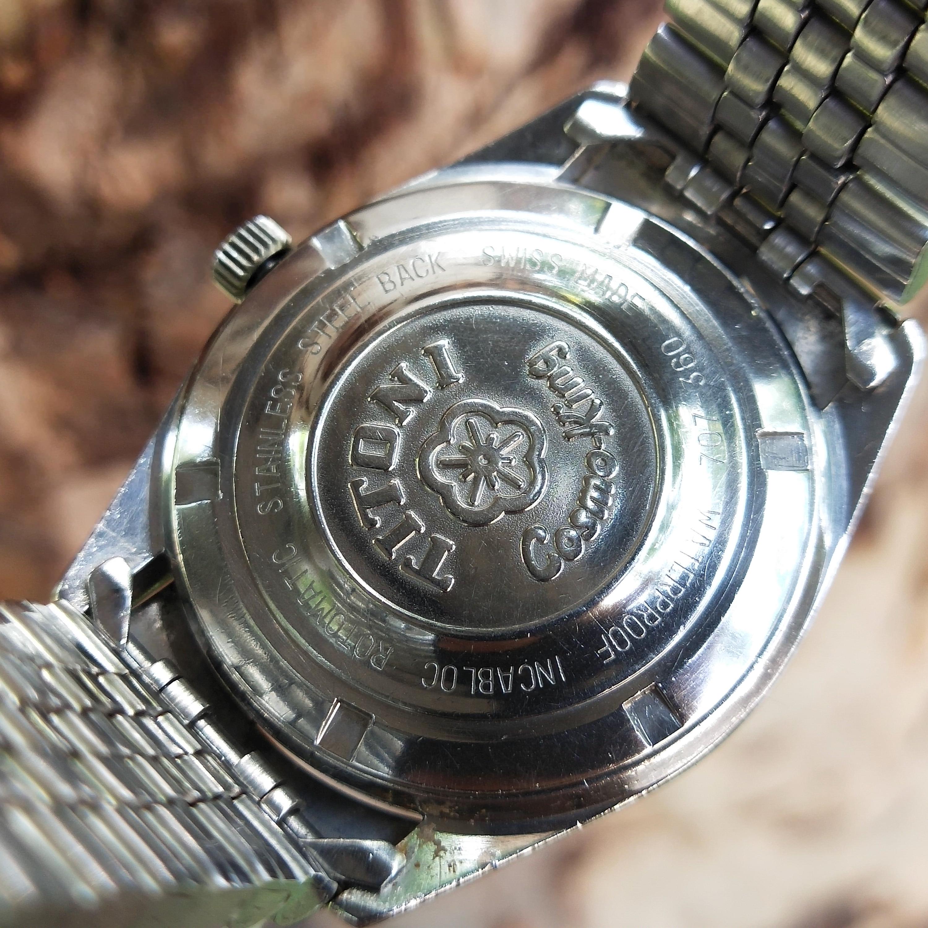 T91 ヴィンテージ ロシアオールドローズキリム 1970年代 アンティーク希少 Vintage Titoni Cosmo King Rotomatic 25 Jewels Swiss Made Watch for