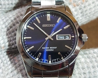 Vintage Style Seiko V743-9A20 Blue Dial for Men's - Etsy