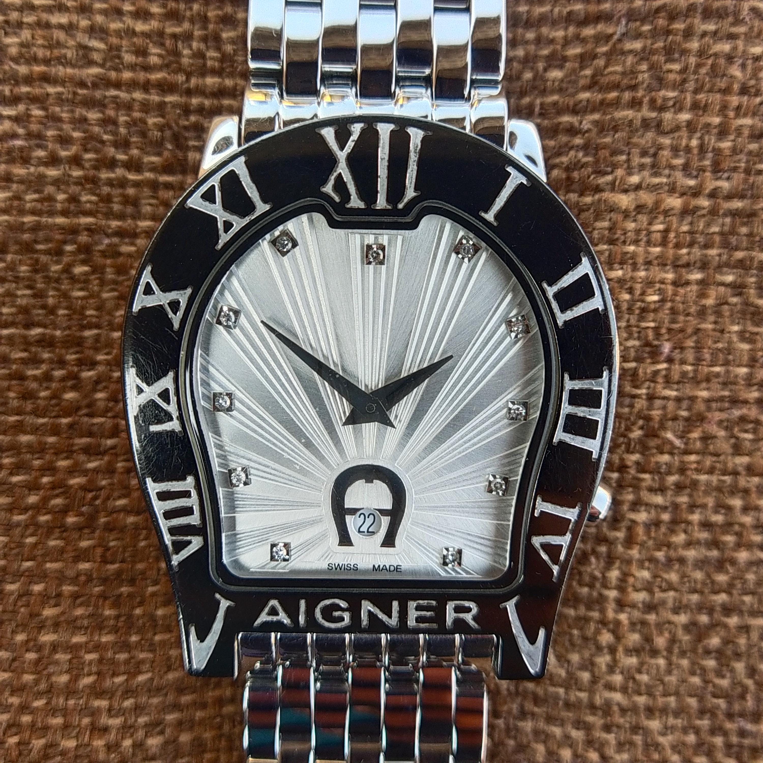 Rare Aigner Ravenna Nuovo 44 Diamond Dial Swiss Made Quartz Watch