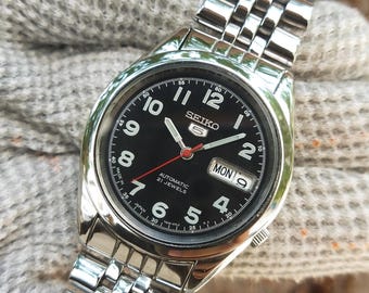 ★*。様 SEIKO 自動巻き腕時計 セイコー5 オートマチック 7S26-00 セイコー5 オートマチック 7S26-0530 ブラックダイヤル 21石 メンズ