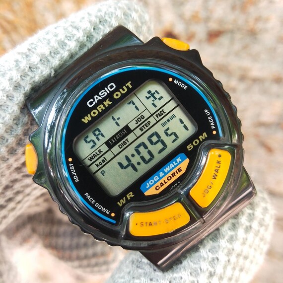 Rare Casio JC-10 Module 879 Work Out Jog & Walk Alarm Wrist Watch