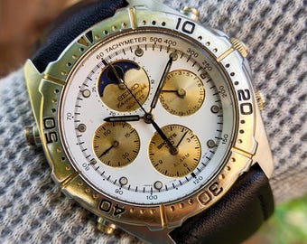 Rare Seiko 7T36-6A40 Sports Chronograph Alarm Quartz Watch for