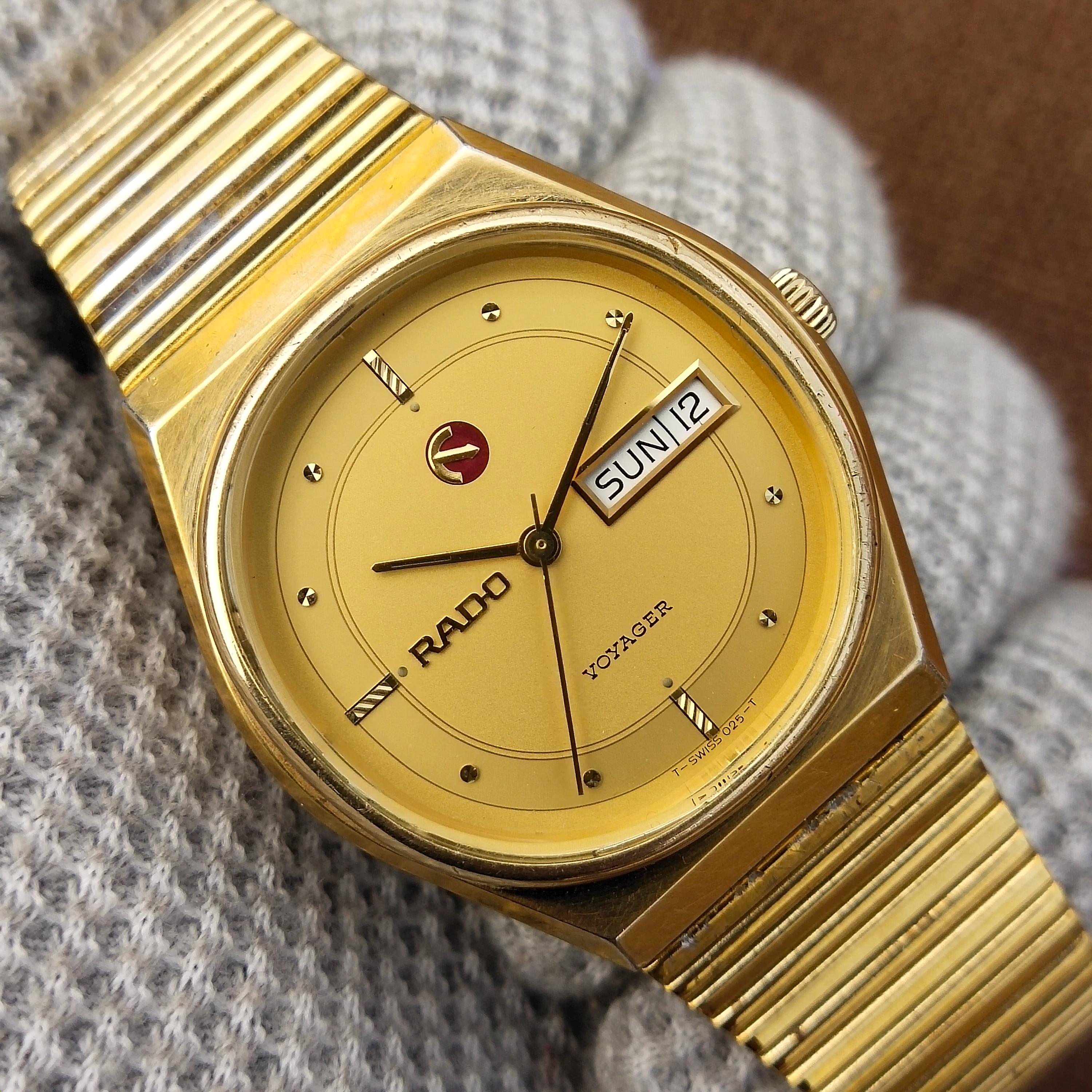 ✨RADO✨ラドー✨ゴールド文字盤✨ゴールド✨ヴィンテージ✨腕時計✨ Vintage Rado Voyager Gold Tone Day-date Automatic Swiss Made Watch