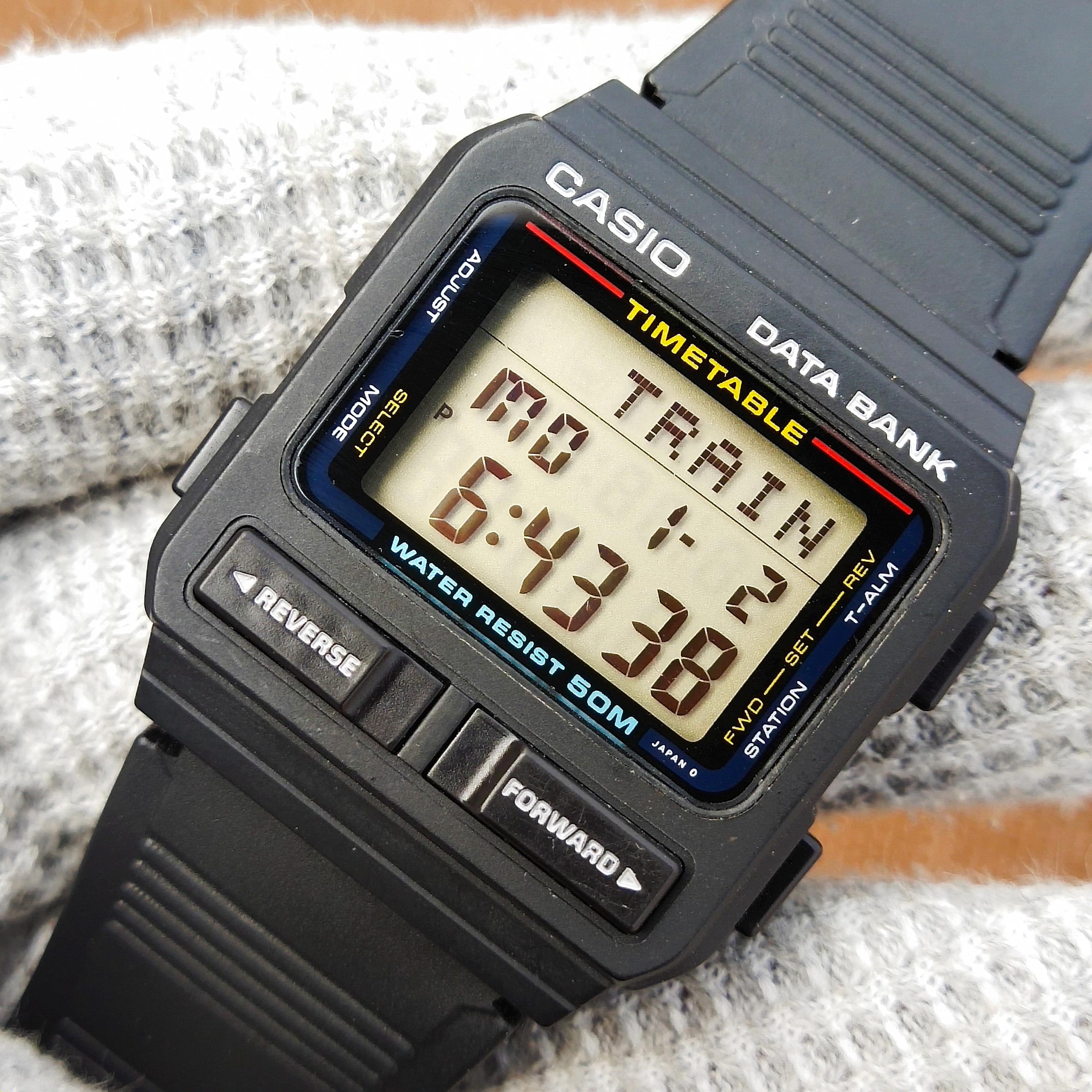 Rare Casio DBT-70W Timetable Vintage Black Watch Japan for Men's