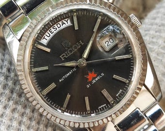 Vintage Style Ricoh President Black Dial 061121 Automatic Watch