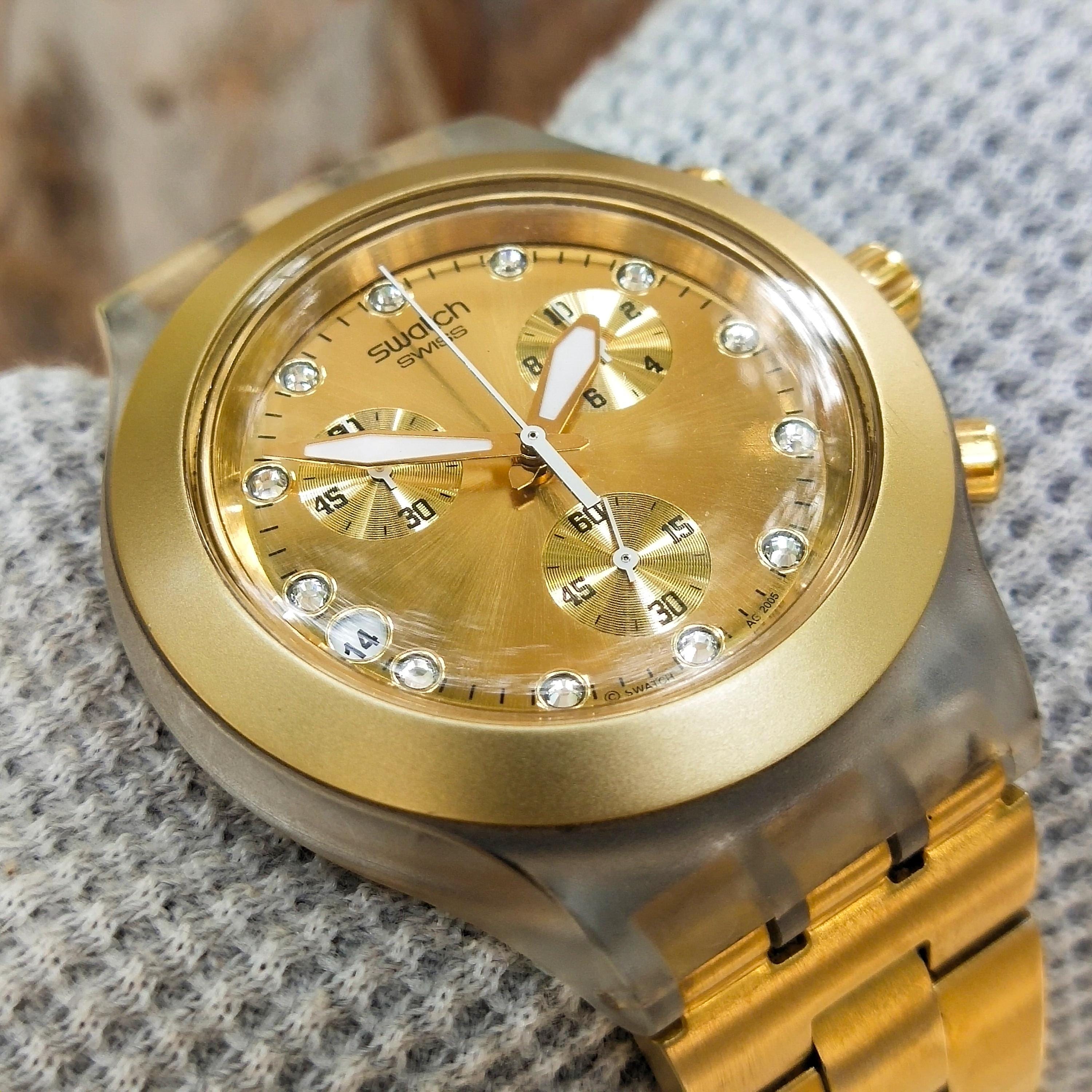 Rare Swatch Chronograph Diaphane Gold Dial for Men