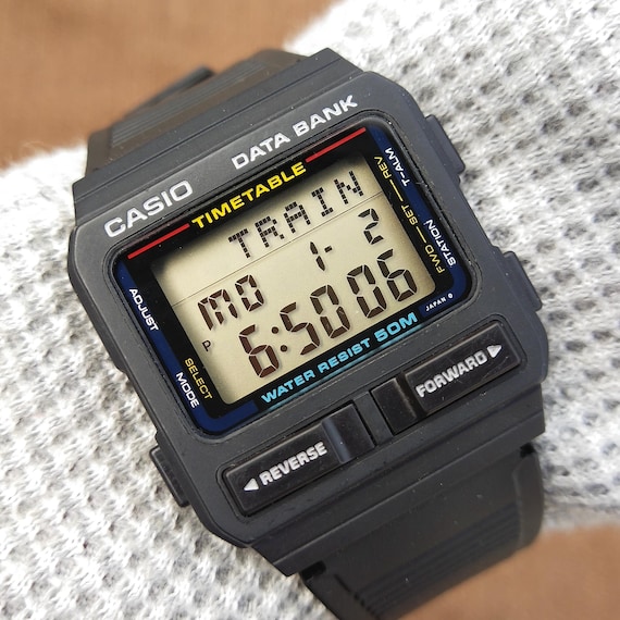 希少なカシオ DBT-70W タイムテーブル ヴィンテージ ブラック 腕時計