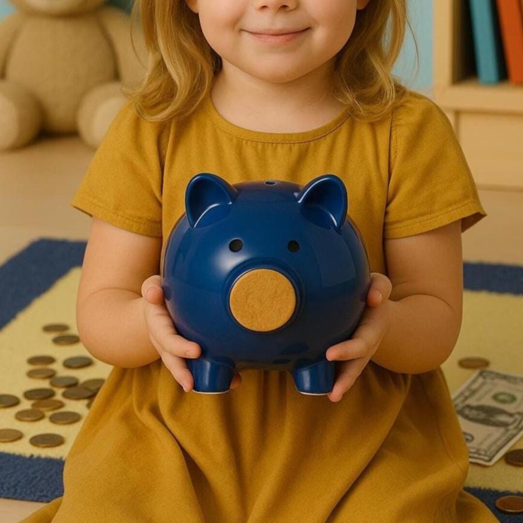Cobalt Blue Piggy Bank – Glossy Ceramic Coin Bank With Name Option ...