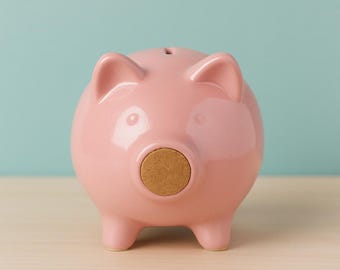 Personalized Pink Piggy Bank with Name in Gold – Ceramic Baby Girl Gift | Glossy Finish
