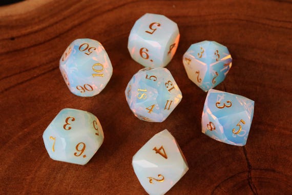 Polyhedral Angle Opal Gemstone Dice Set: DND Artwork Gifts