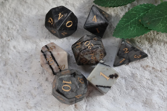 Natural Web Jasper Dice Set: Energy Stone DND, Table Top Game