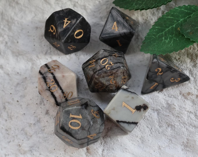 Natural Web Jasper Dice Set: Energy Stone DND, Table Top Game