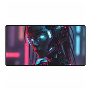 Futuristic Desk Mat - Cyberpunk Gaming Desk Pad, Office Decor, Nerd Gift, Workspace Accessories