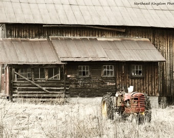 Antique Tractor and an Old Vermont Barn Print