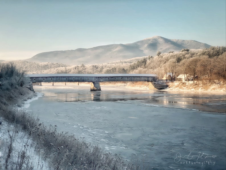 The Famous Windsor Cornish Covered Bridge And Mt Ascutney image 1