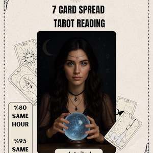 7 kaarten gespreid tarotlezen, diepgaand, persoonlijk inzicht, snelle levering, nauwkeurig en intuïtief 7 kaarten tarot, liefde, toekomst, carrière