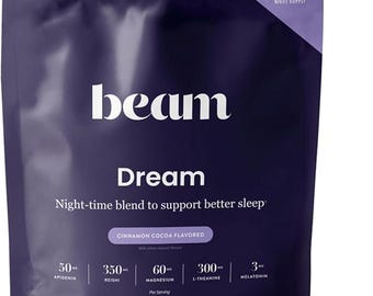 Beam Dream Sleep Powder, Nighttime Blend, Sleep Aid for Adults with Melatonin, Reishi Mushroom & Apigenin| Cinnamon Cocoa Flavor|