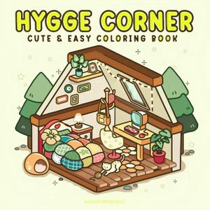 Coco Wyo Hygge Corner Digital Coloring Book Instant Download Cozy Coloring Book Bold and Simple PDF File Cute and Easy Coloring Book