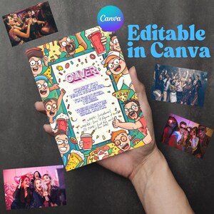 Modello di invito per feste divertenti Canva / Invito modificabile per ritrovi tra amici / Celebrazione di meme strani / Biglietto digitale con download immediato