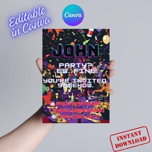 Modello di invito per feste divertente e modificabile Canva / Biglietto per feste strano / Invito stampabile sarcastico / Download digitale / Design per eventi meme