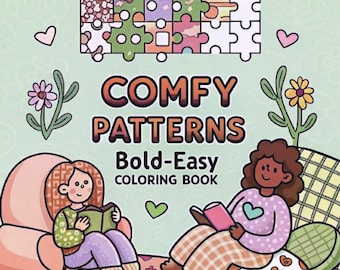 Comfy Patterns Coloring Book PDF – 40 Pages (Digital Download) for Kids & Adults, Instant Digital Download, Bold and Easy Coloring Book