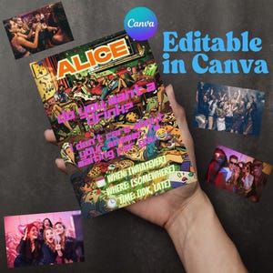 Bewerkbare Canva-feestuitnodiging, grappige afdrukbare uitnodiging, Crazy Night-sjabloon, Wild Party Card, Instant Download, Aanpasbaar ontwerp