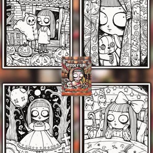Coco Wyo Spooky Girl Digital Coloring Book Instant Download Cozy Coloring Book Bold and Simple PDF File Cute and Easy Coloring Book