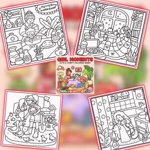 Coco Wyo Girl Moments Digital Coloring Book Instant Download Cozy Coloring Book Bold and Simple PDF File Cute and Easy Coloring Book