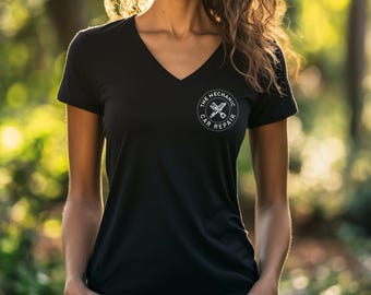 Custom Text V-Neck Shirt: Personalized Logo Outfit, Small Business Apparel