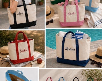 Borsa tote personalizzata con nome ricamato, borsa tote con nome personalizzato, borsa tote con cerniera, borsa tote ricamata, borsa estetica minimalista, idea regalo, borsa con cerniera