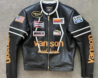 VTG Vanson Leathers 'one Star' Motorcycle Racer Jacket - Size M - Etsy
