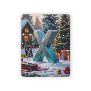 Rompecabezas de la letra X: divertido rompecabezas para aprender el alfabeto para niños y arte mural para deletrear tu nombre - Xilófono con escena de árbol de Navidad