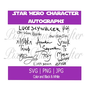 Star Heroes Character Signature Autograph, Sci-Fi Signatures, Set SVG / JPG / PNG