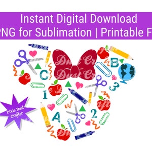 Mouse Back To School PNG: Printable Clipart, School Frame (Digital Download)