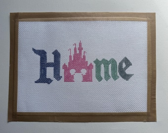 Castle Home Hand Painted Needlepoint Canvas, Beginner Stitching (9x5.5")