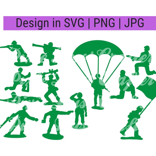 12 Army Men | Soldier | Toy | Andy's Room |  SVG | JPG | PNG | Wall Sticker Decor, Kids Room Decor