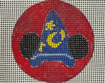Sorcerer's Hat Needlepoint Canvas Ornament, Hand Painted Zweigert, Beginner Stitch