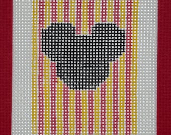 Mouse Head Needlepoint Luggage Tag Kit, Hand painted canvas a tag, Beginner Project